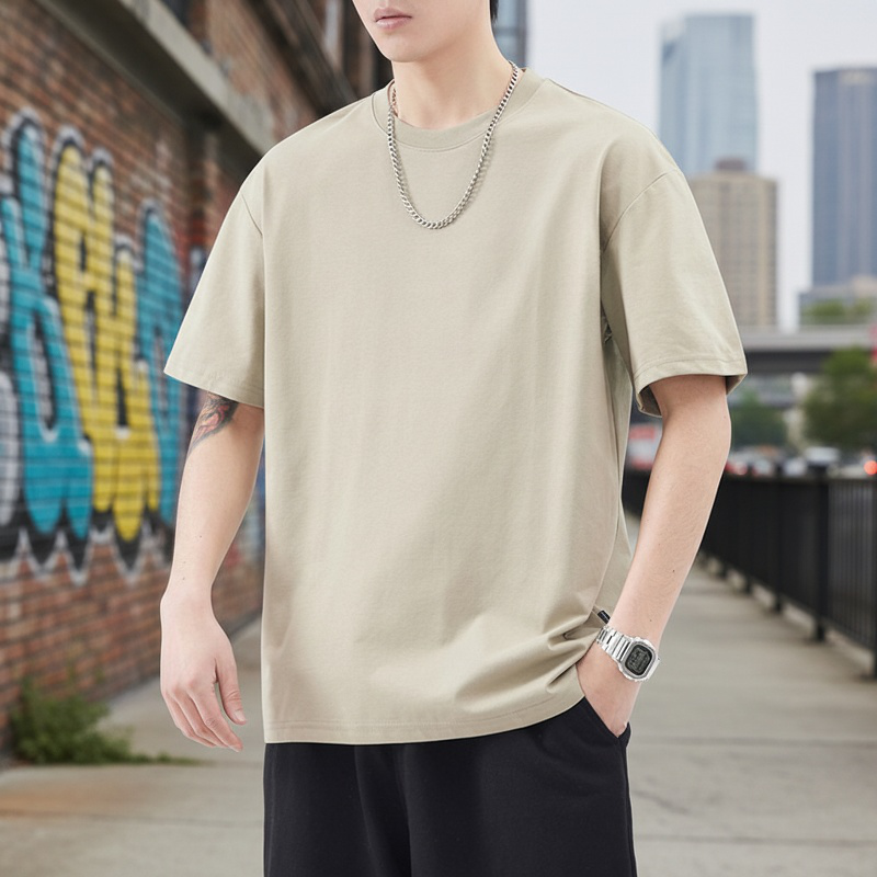 メンズヘビーウェイトプリントアイスシルク半袖Tシャツ