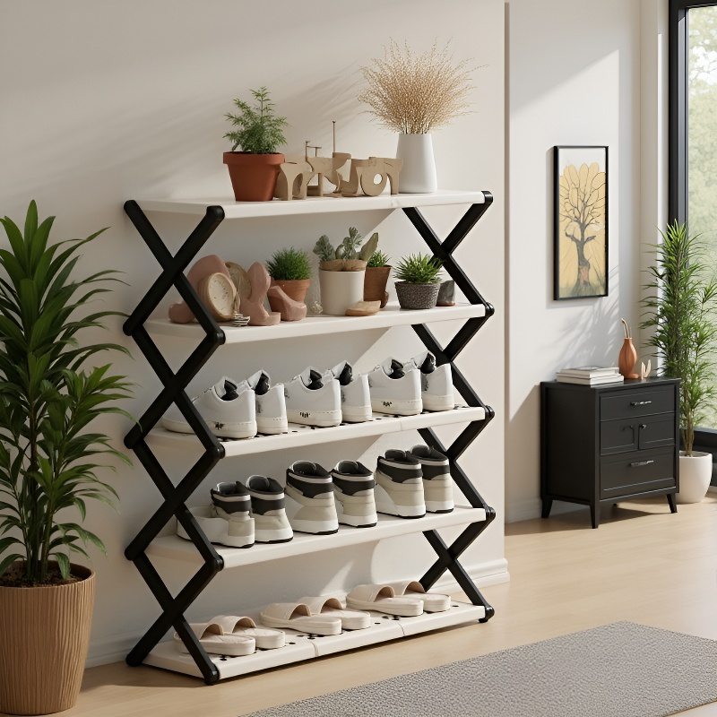Household multilayer shoe cabinet with door