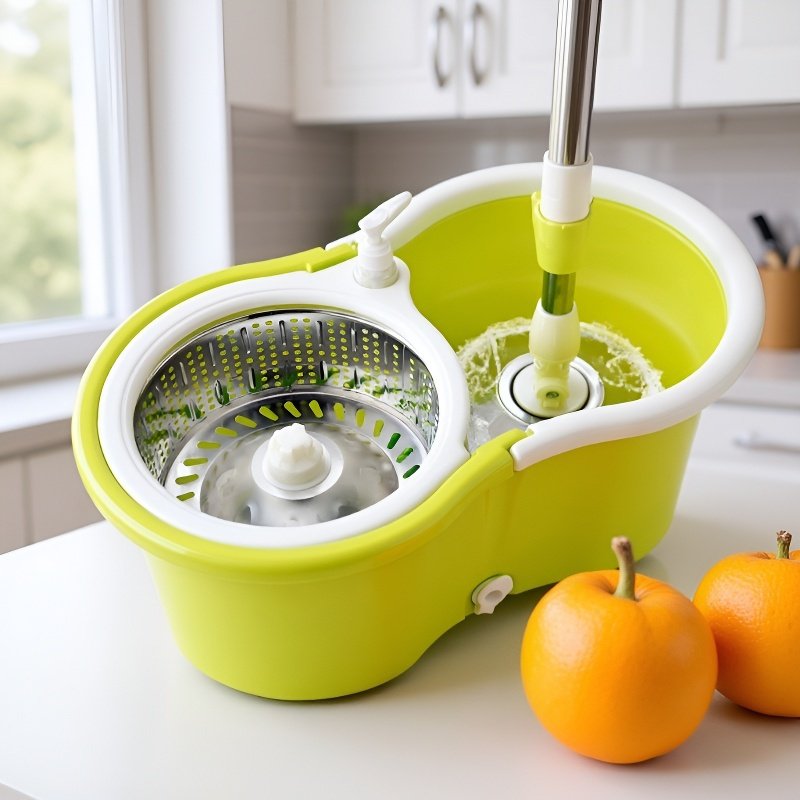 360° Drehbarer Wischmopp mit Eimer Set – Hochwertige Bodenreinigung für Küche und Zuhause