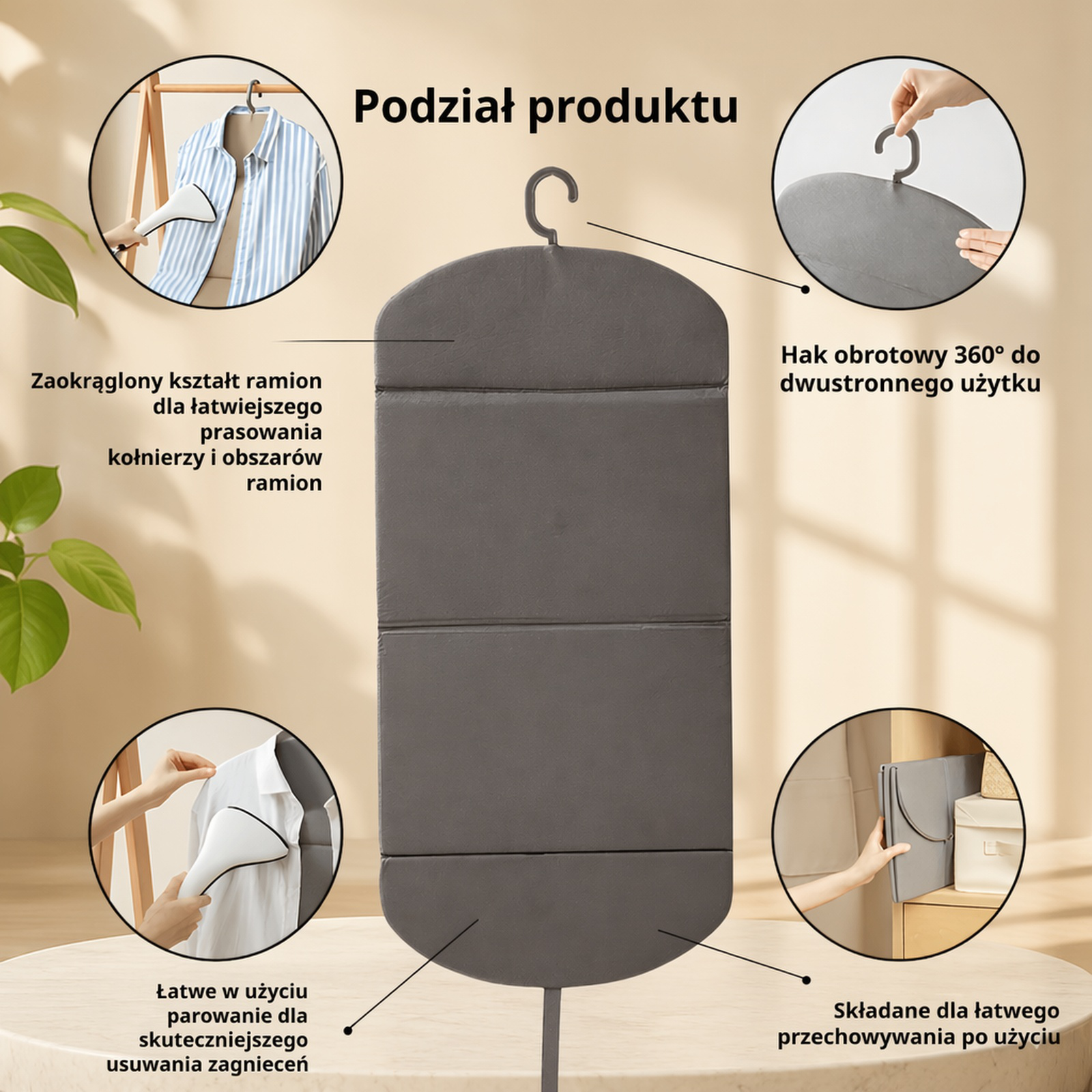 Przenośny wiszący parowy żelazko, składany, z funkcją 360° obrotu