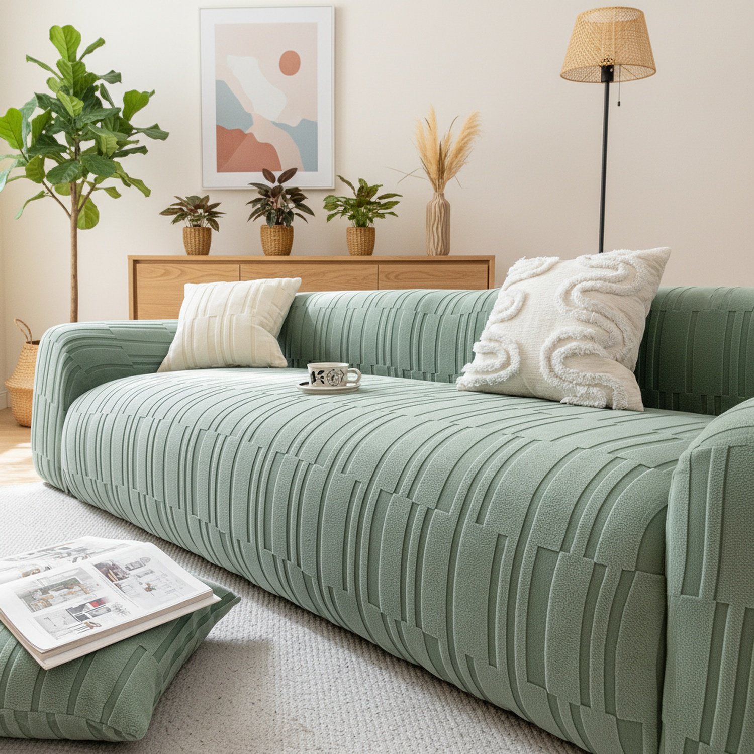 Unifarbene weiße Sofahusse