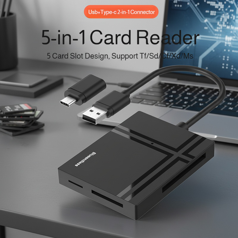 USB3.0 Multi-functional 5-in-1 Card Reader Type-C Computer Mobile Phone OTG