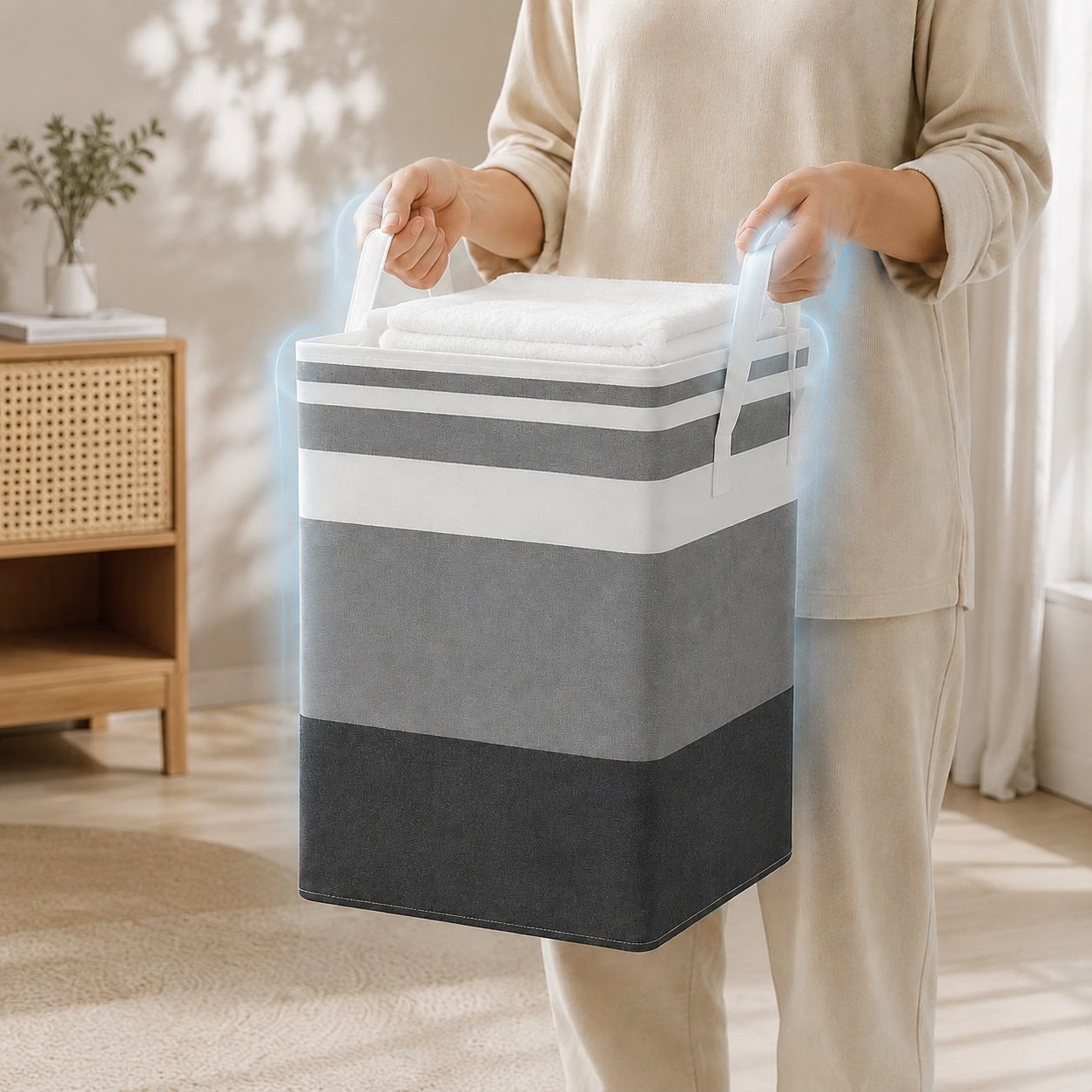 Yoga mat organizer basket for home use