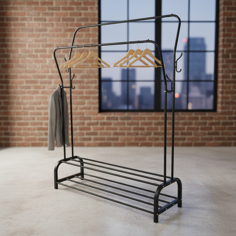 Double pole design for extra hanging space