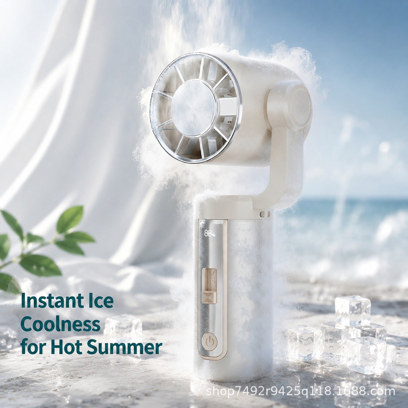 Handheld Fan with Ice Pack, Wearable Neck Design
