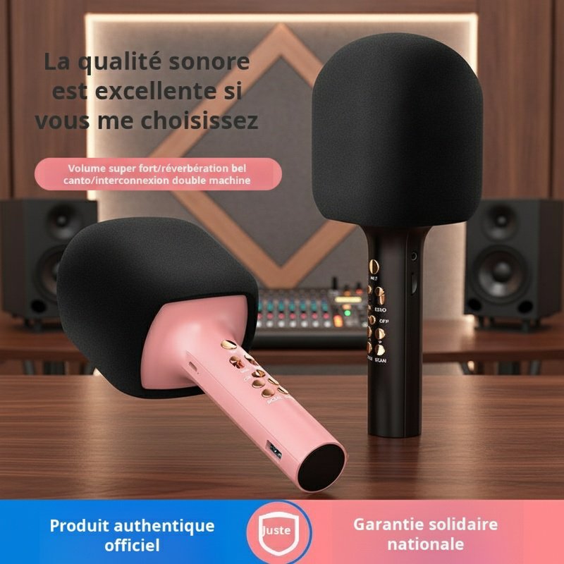 Microphone à condensateur sans fil bluetooth, microphone de chant, audio intégré, téléphone portable