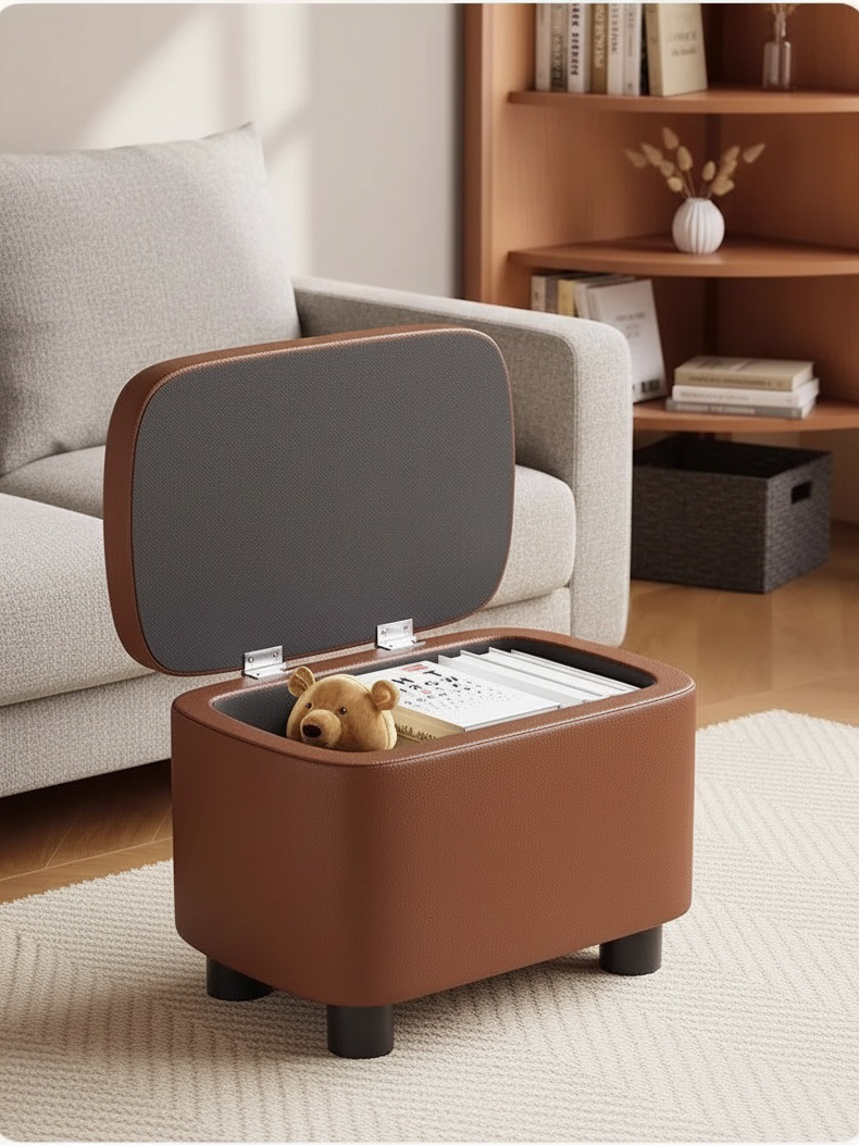 Kleiner Hocker für den Hauseingang, Schuhwechsel-Sofa-Fußhocker aus Leder