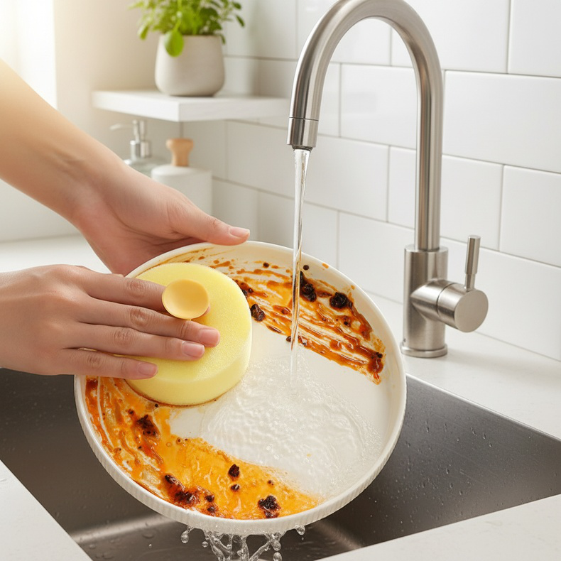 Lingette de cuisine double face avec ventouses pour nettoyage