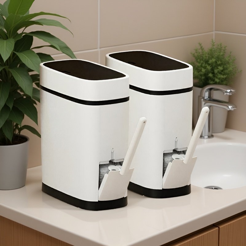 위생적인 화장실용 뚜껑 달린 쓰레기통