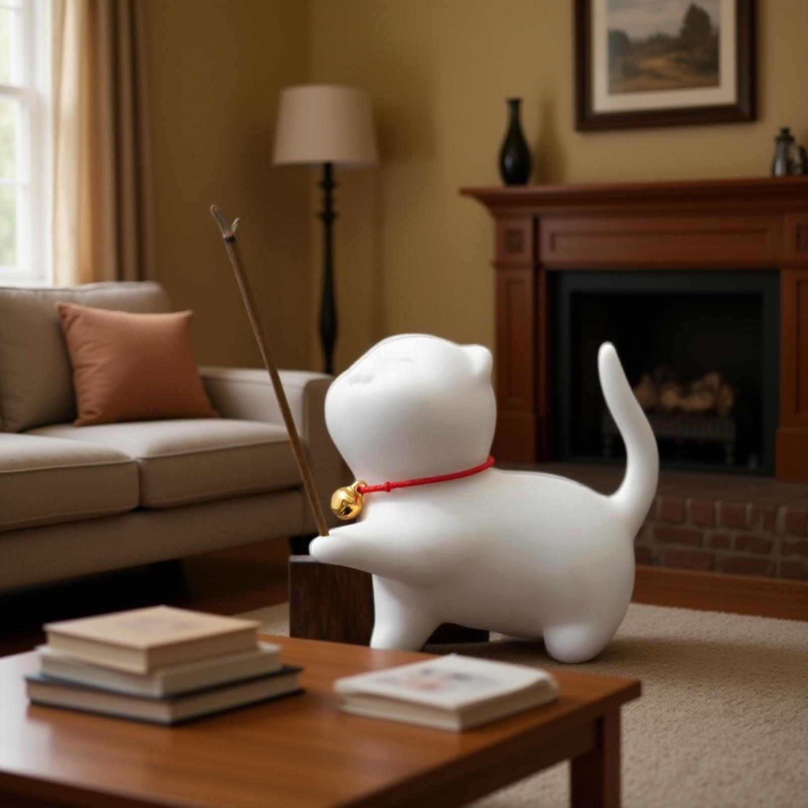 手工製作小貓咪線香爐近照