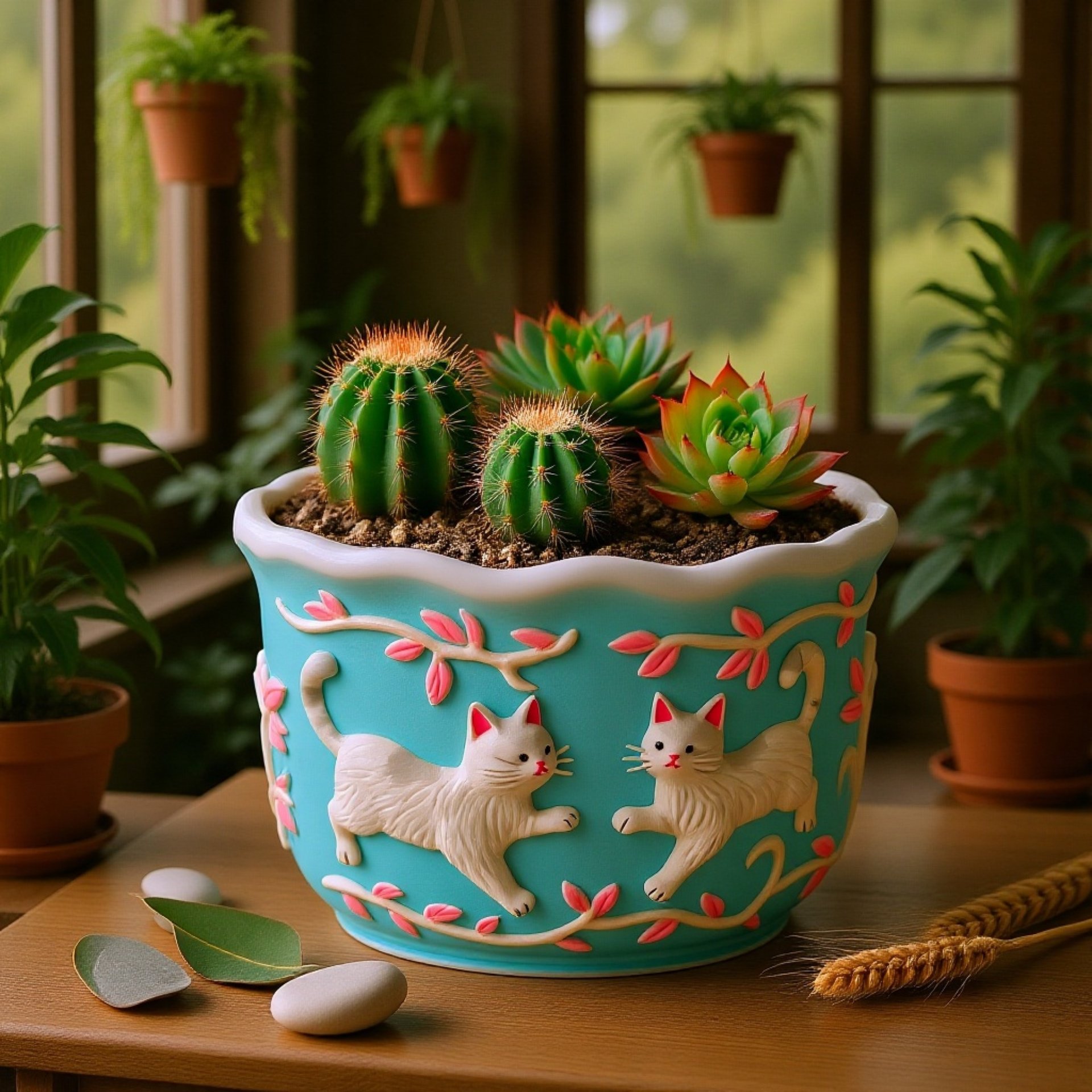 Jia Hui Mei 動物石膏植木鉢シリコン型 DIY 子猫と子犬のレリーフ石膏エポキシポッティング型