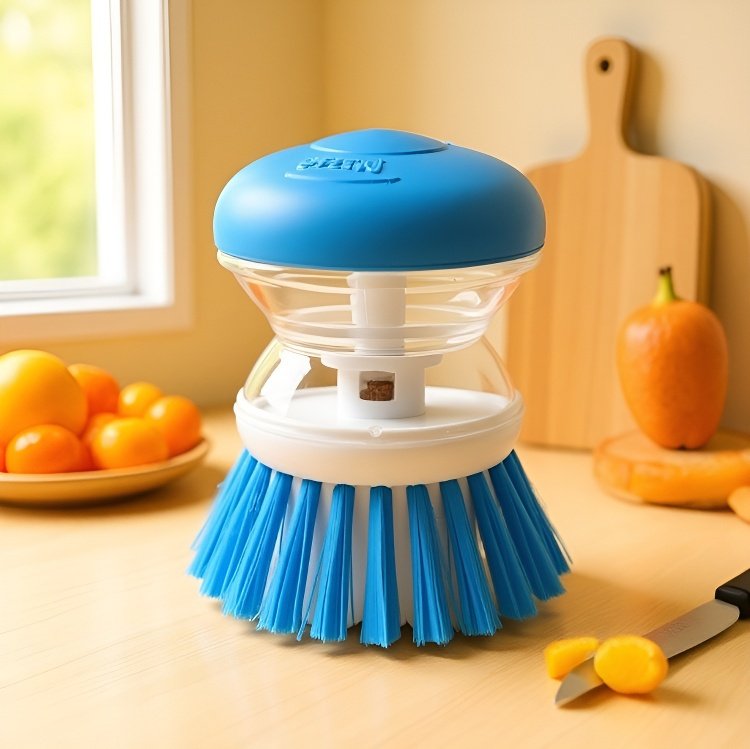 Praktische Küchenbürste mit Seifenspender – Teller- und Topfreiniger