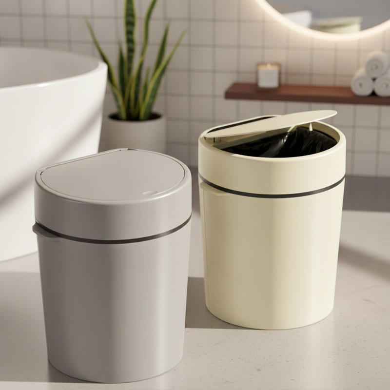 Cubo de basura multifuncional de cocina con almacenamiento y tapa