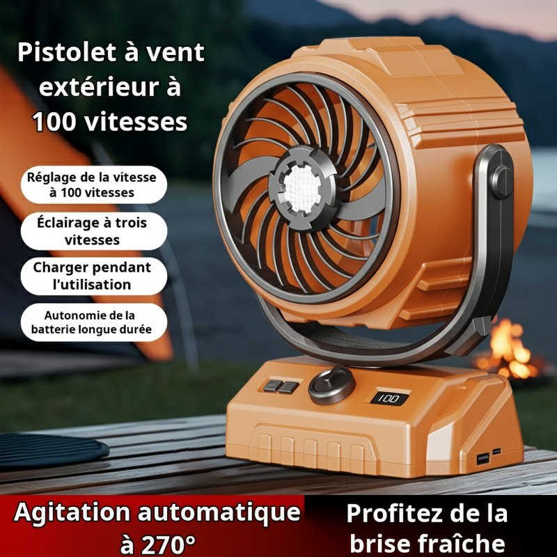 Ventilateur d'extérieur à secousses haute vitesse JMY 100 vitesses, éclairage de 6 pouces, affichage