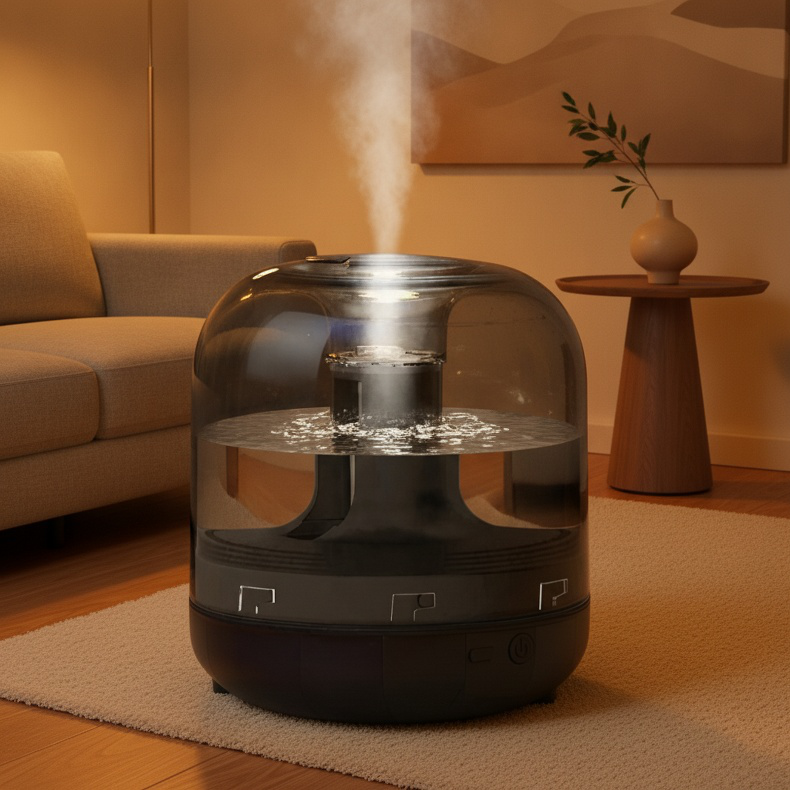 Humidificador silencioso de gran niebla para dormitorio, purificador de aire apto para embarazadas