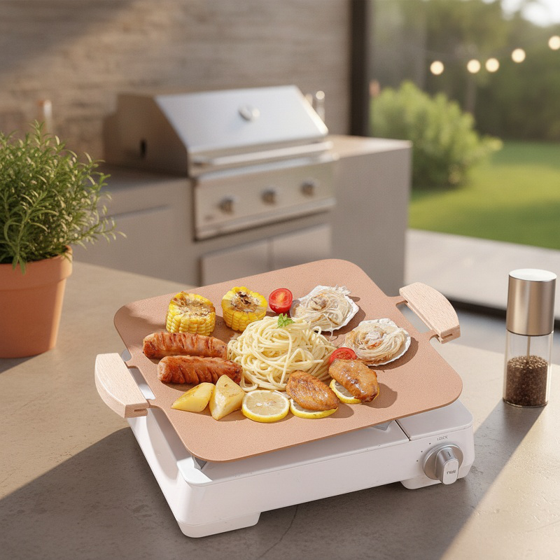 Placa de barbacoa coreana para acampar al aire libre, piedra médica, bandeja para hornear antiadhere