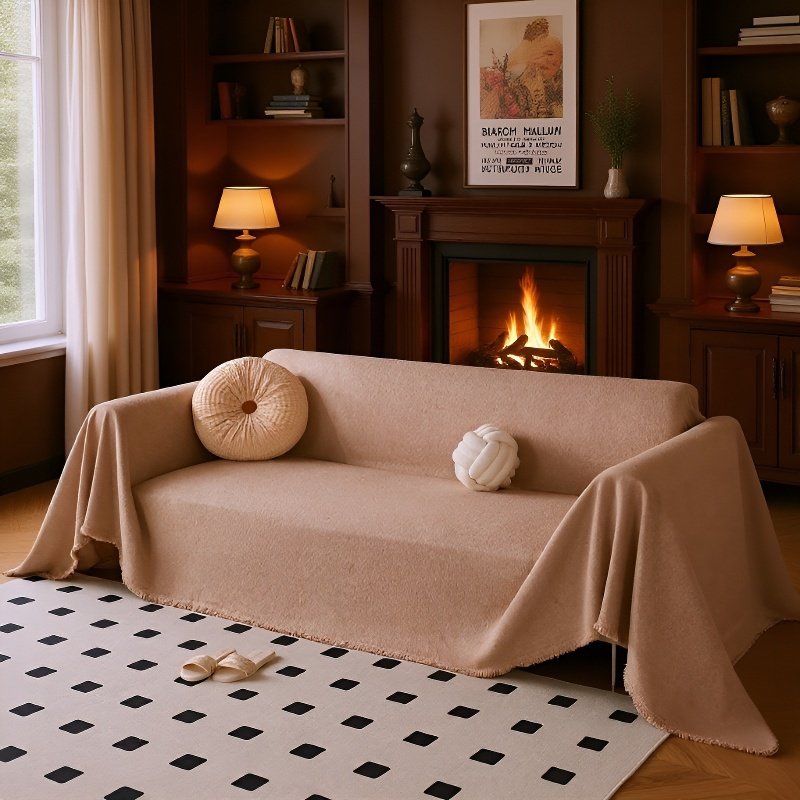 ソファークッション毛布 ソリッドカラーフルカバークッションソファカバー 防水防汚テディフリース毛布