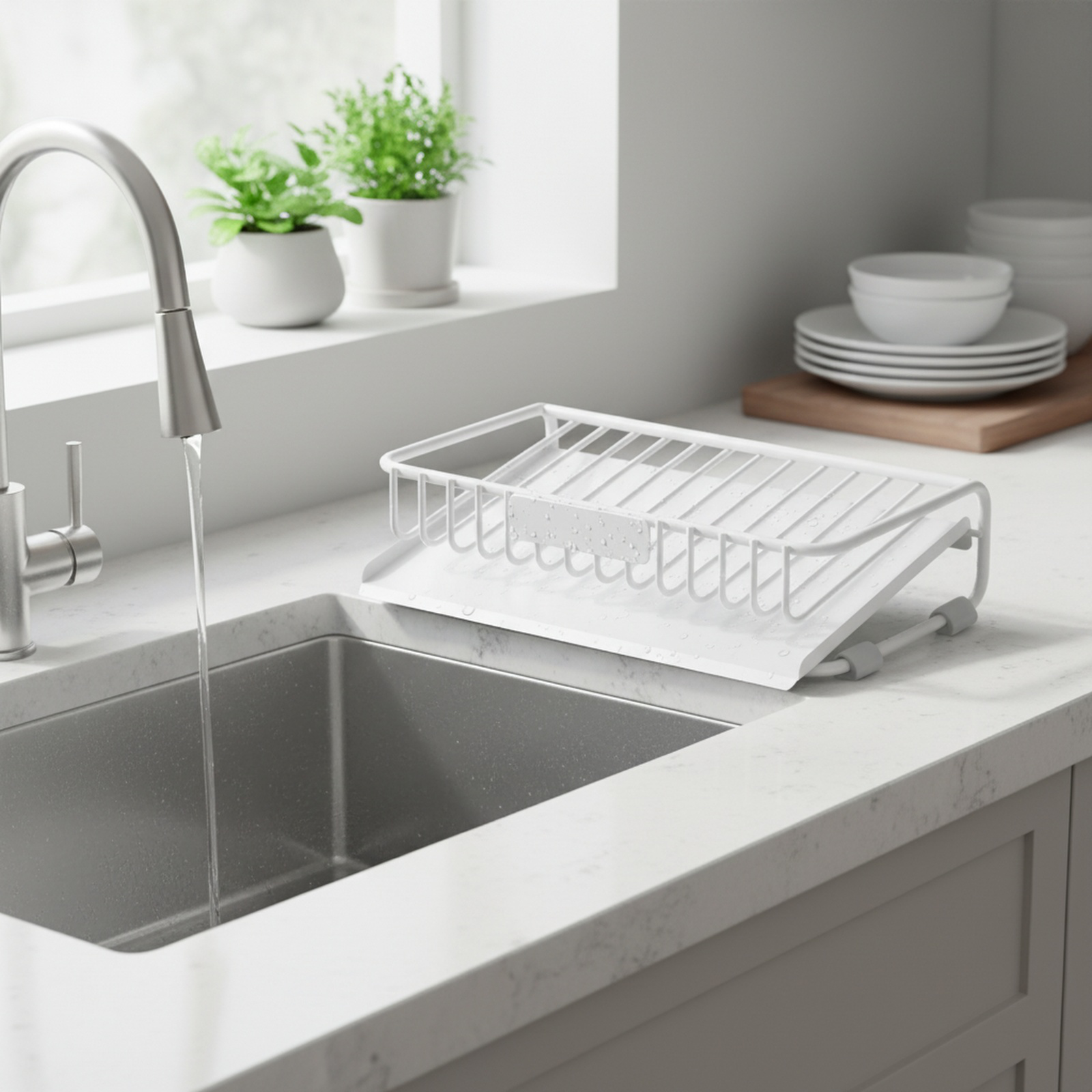 Multifunctional Kitchen Dish Drainer Rack with Bowl, Chopsticks, and Knife Storage