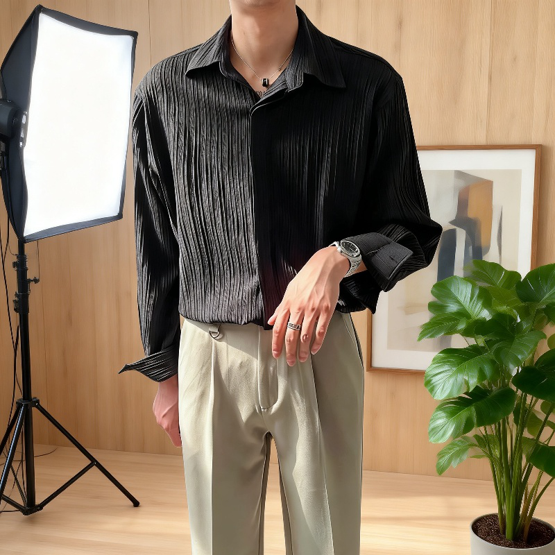 高品質の長袖メンズシャツ