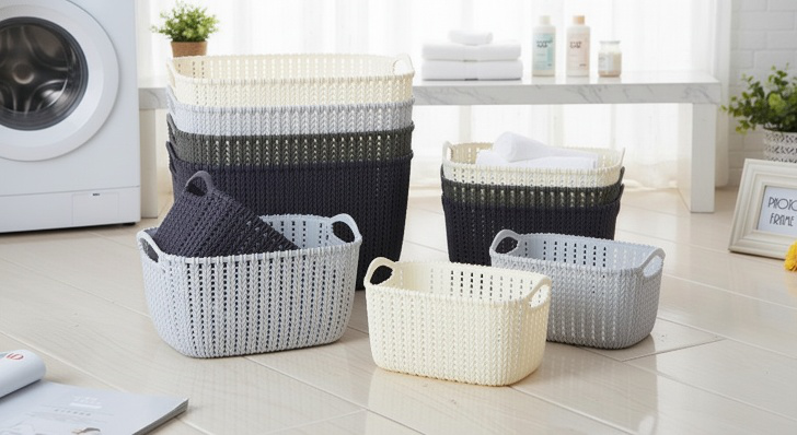 Durable bathroom clothes storage basket