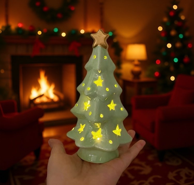 卓上に置けるミニクリスマスツリーの利用例