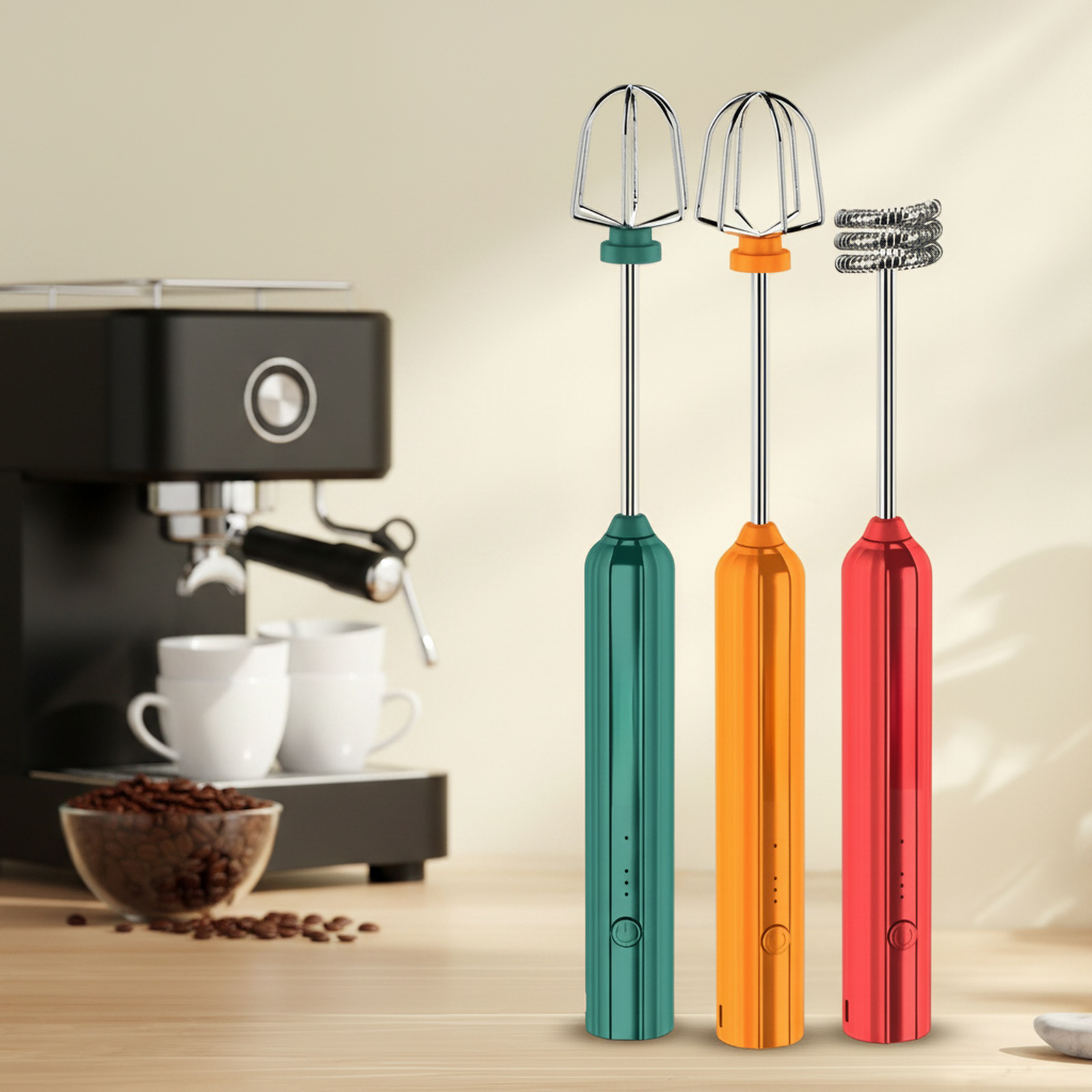Cordless egg beater with ergonomic handle