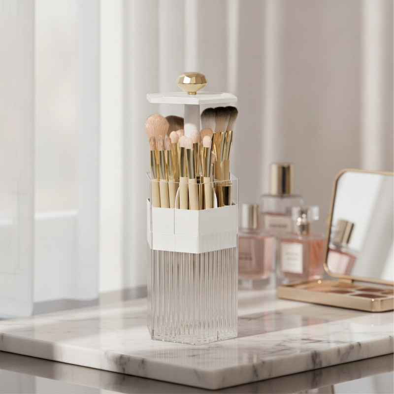 Organizador de brochas de maquillaje para escritorio resistente al polvo