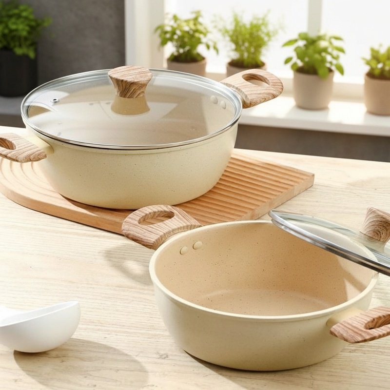 Thickened milk stew pot with visual lid and dual handles