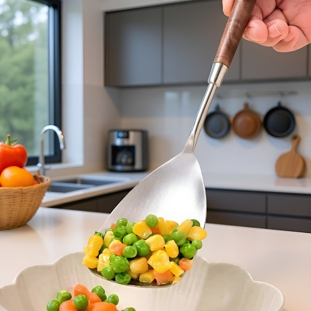 家庭用ヘラ ウォールナット・キッチン雑貨 クッキングステンレスヘラ ケーキ・スープ・スプーン・ナイフ・ヘラ ナイフ ヘラセット 鍋用食器