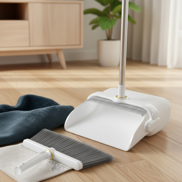 Multi-Functional Long Handle Soft Bristle Broom and Dustpan Set
