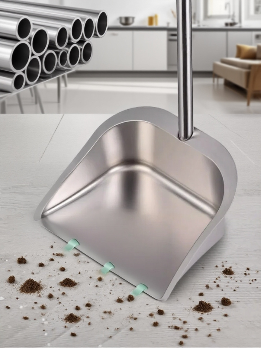 스테인리스 쓰레받기와 빗자루 세트 