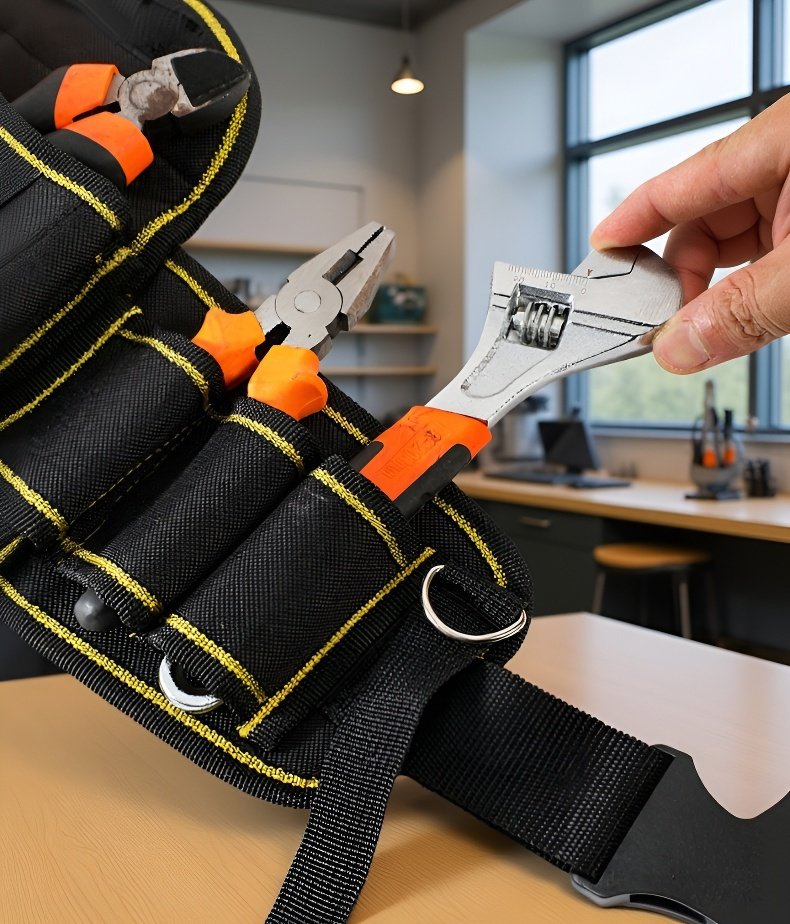 Tool bag with adjustable shoulder strap for easy carrying