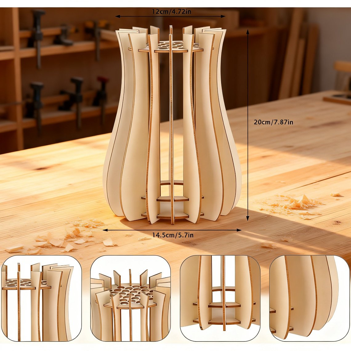 Wooden Flower Vase Stand Home Decoration Ornament