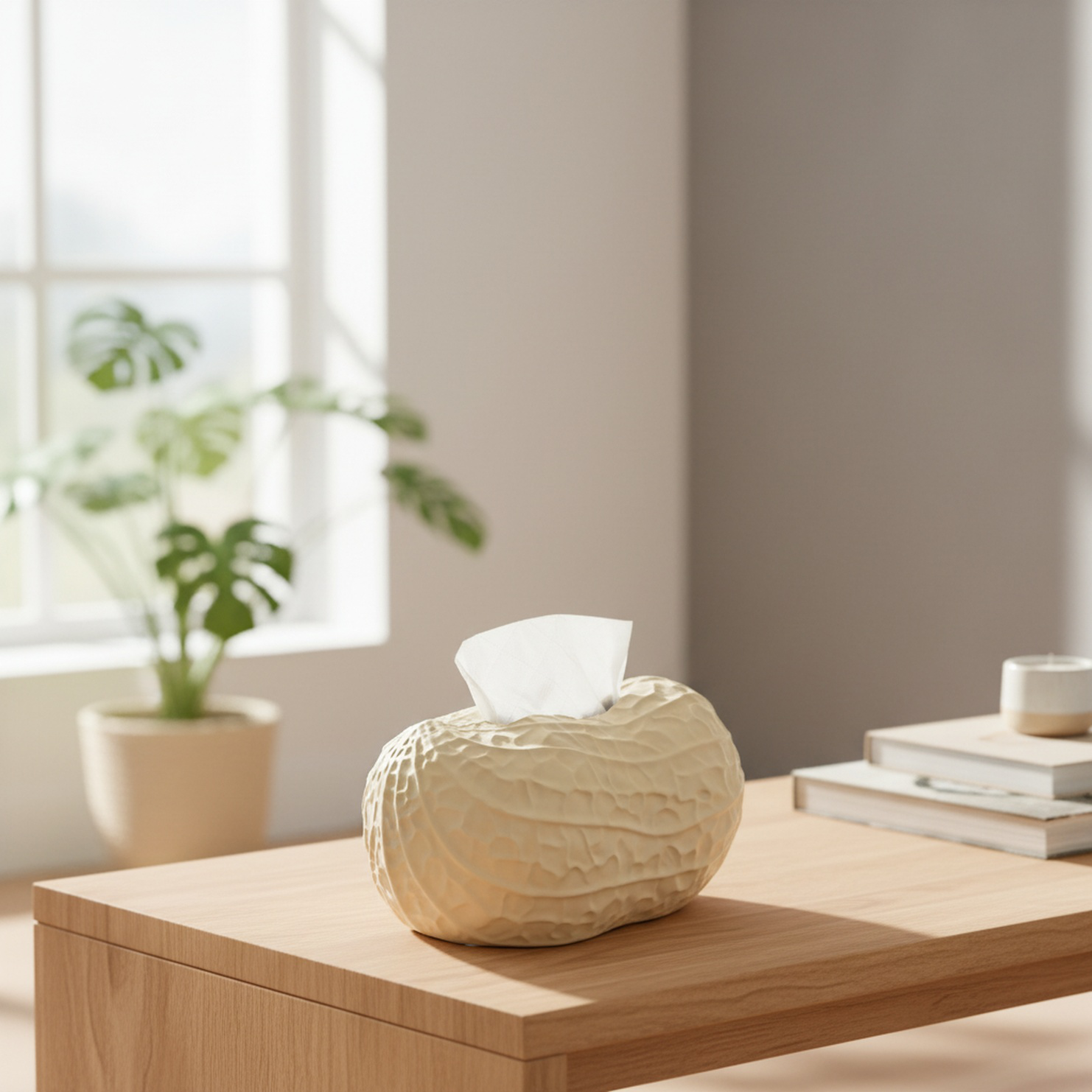 High-End Light Luxury Peanut Shaped Ceramic Tissue Box