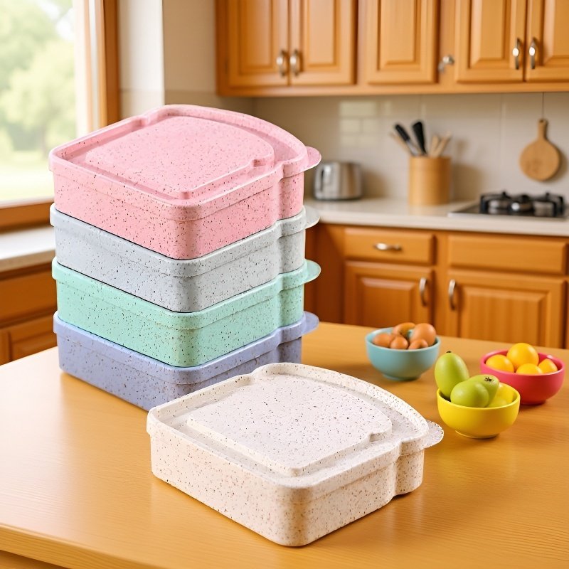 トースト型サンドイッチランチボックス、学校・遠足・ピクニック用、フルーツ・パン・デザート保存