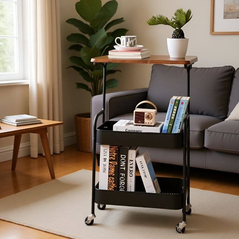 Mehrstöckiger Gemüse-Obst-Buchaufbewahrungstrolley für Wohnzimmer und Küche