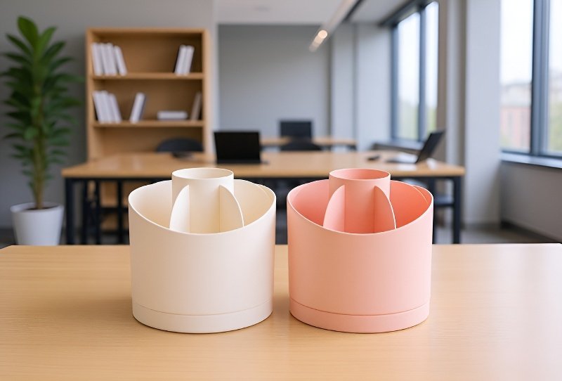 Easy-access rotating storage box for desk organization