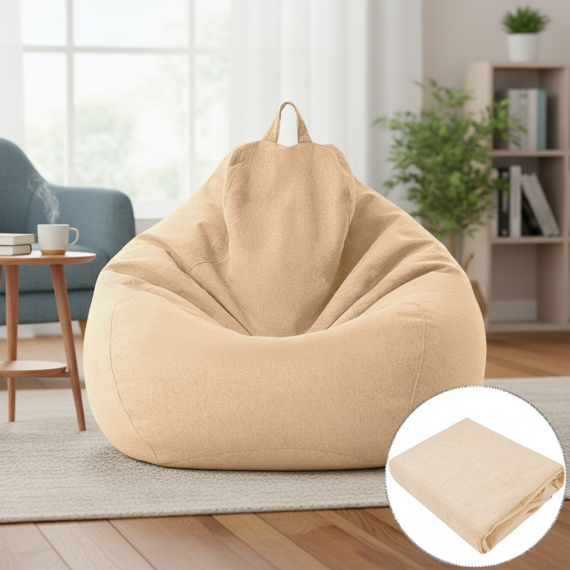 Cotton and Linen Lazy Sofa Chair Cover Bean Bag Sofa Cover Japanese Style Fabric Chair Cover
