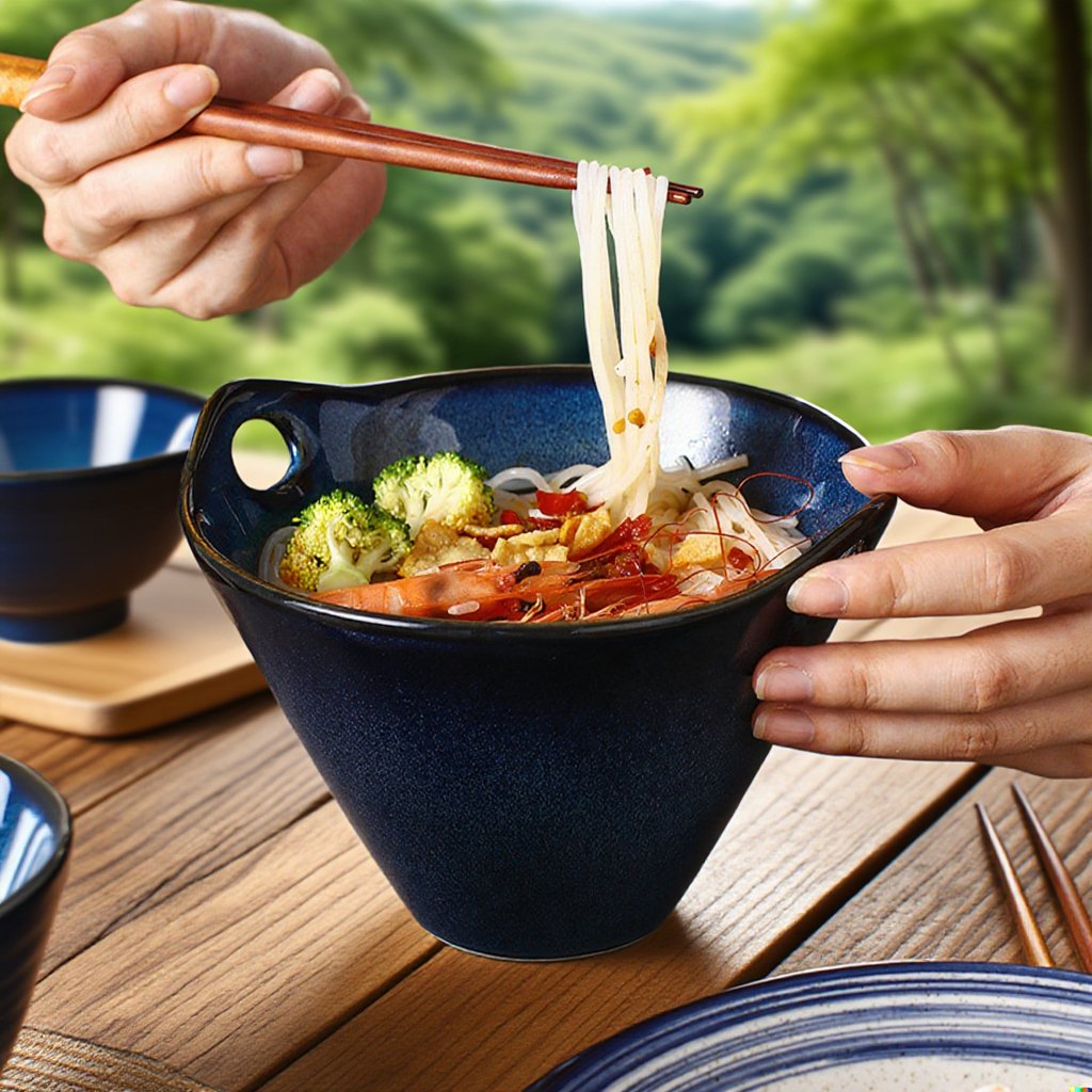 Detailaufnahme der Keramik Ohrschüssel für Ramen
