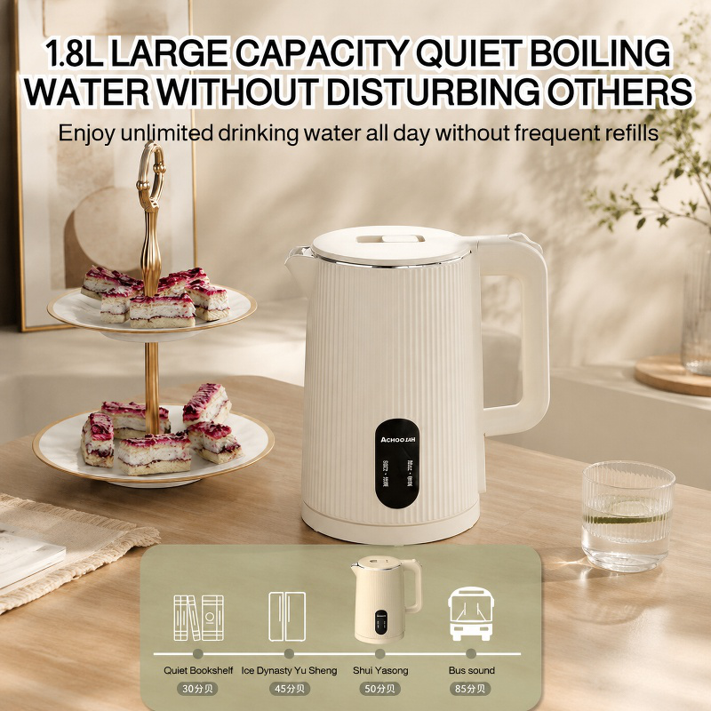 Household Large Capacity Stainless Steel Electric Kettle with Insulation and Auto Power Off
