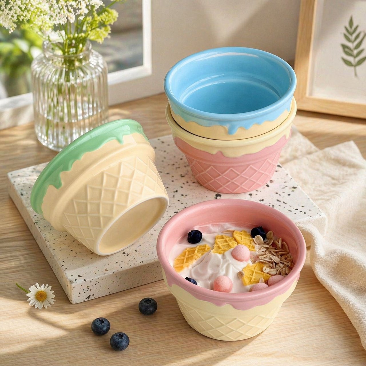 Tasses en céramique design glace mignon