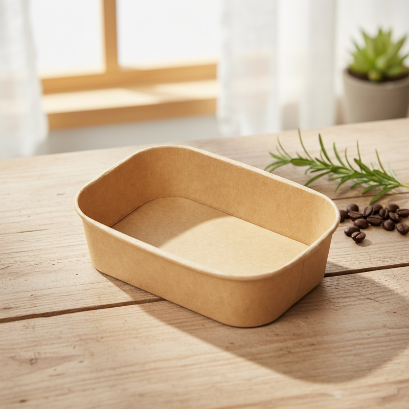 Kraft Paper Rectangular Lunch Box for Takeout and Fast Food