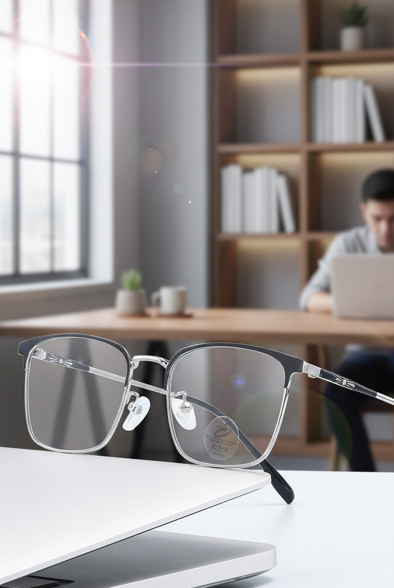 Classic business eyebrow-style glasses frame front view