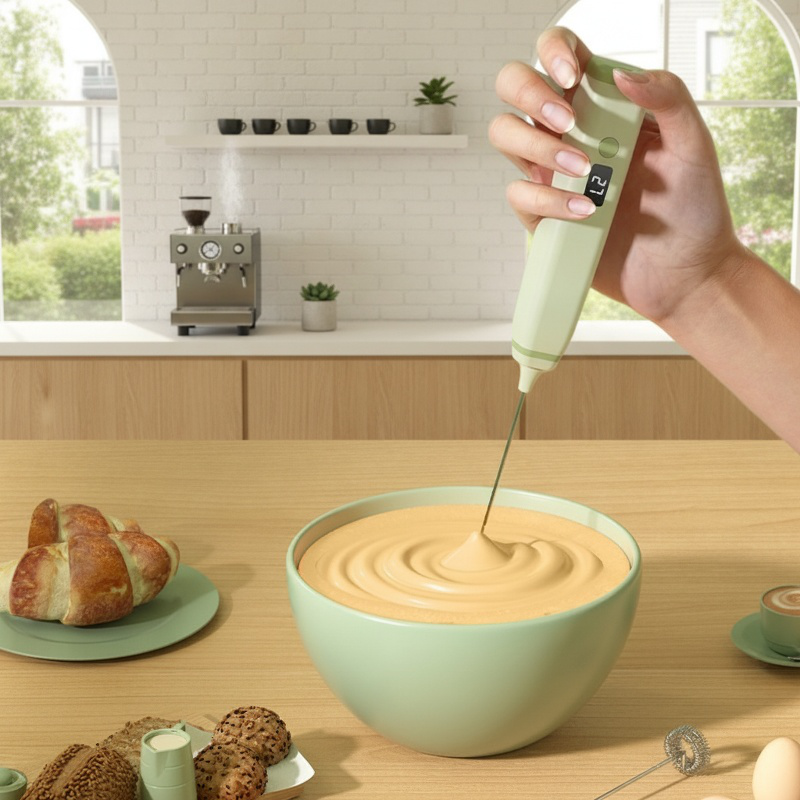 Espumador de leche eléctrico portátil, batidor de café y huevos, mezclador de mano para el hogar