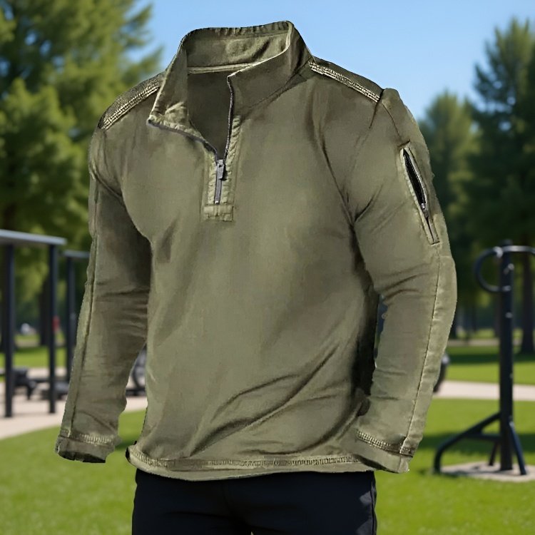 Set de hombre de jersey sólido con cuello alto en color neutro