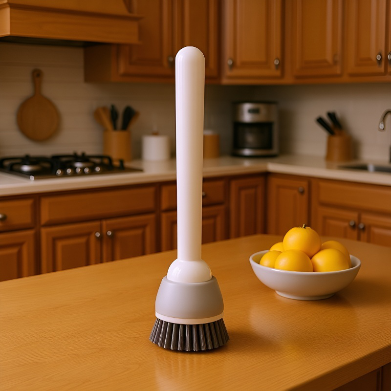 Cepillo de sartén de mango largo ajustable y giratorio