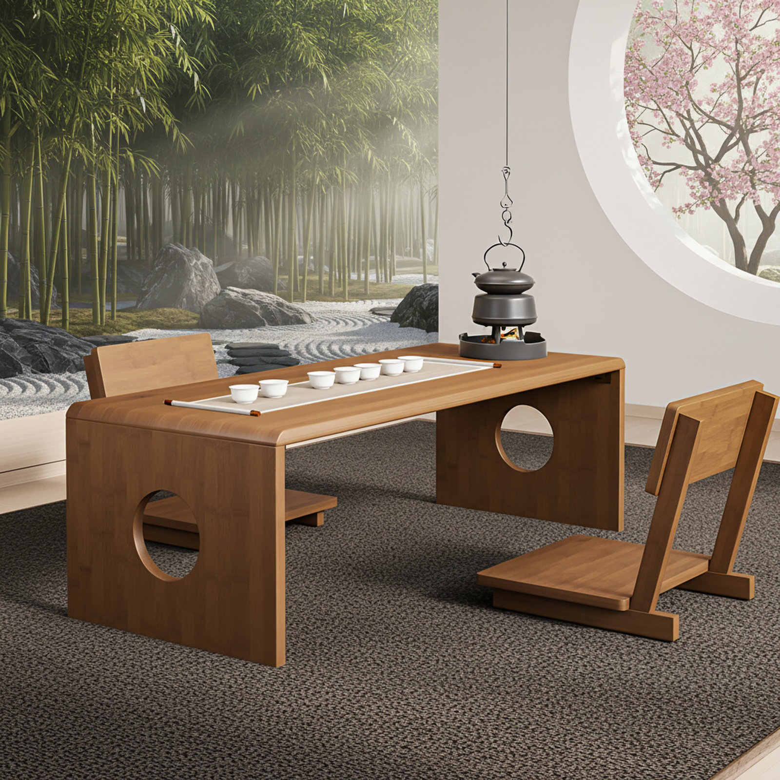 Kleiner Massivholz Tatami Faltbarer Teetisch Kang Tisch für Schlafzimmer