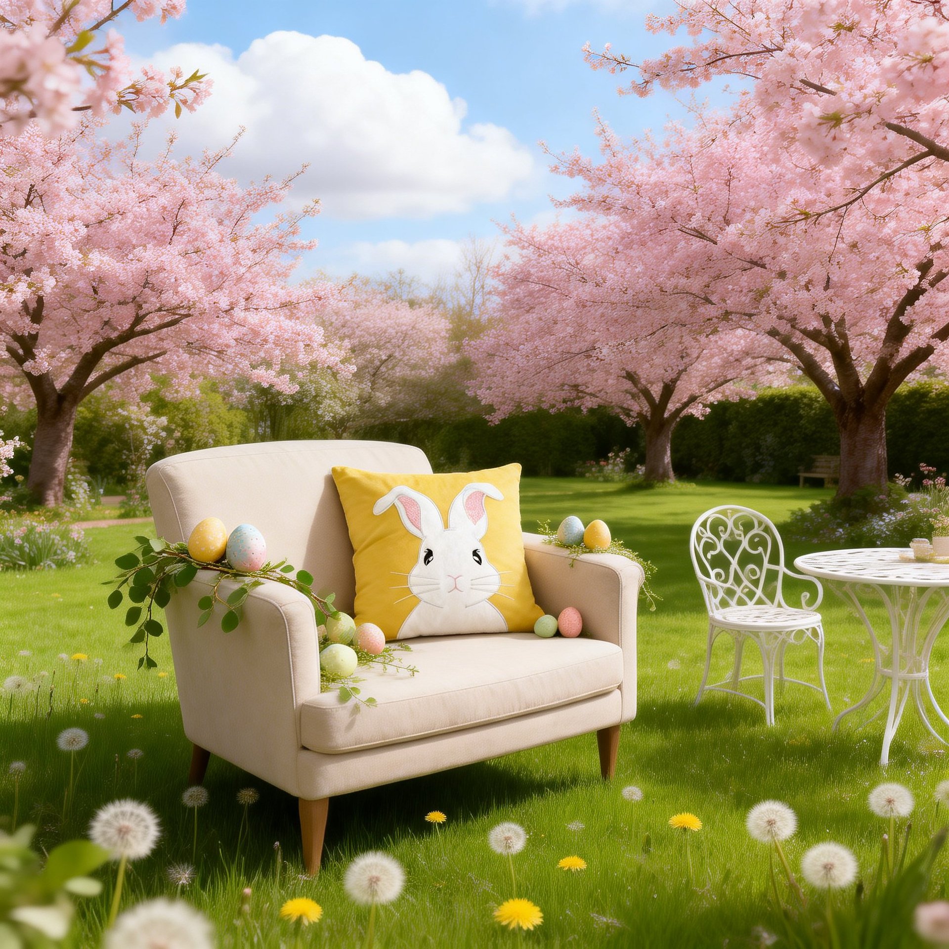 Decorative throw pillow cover with cute bunny design