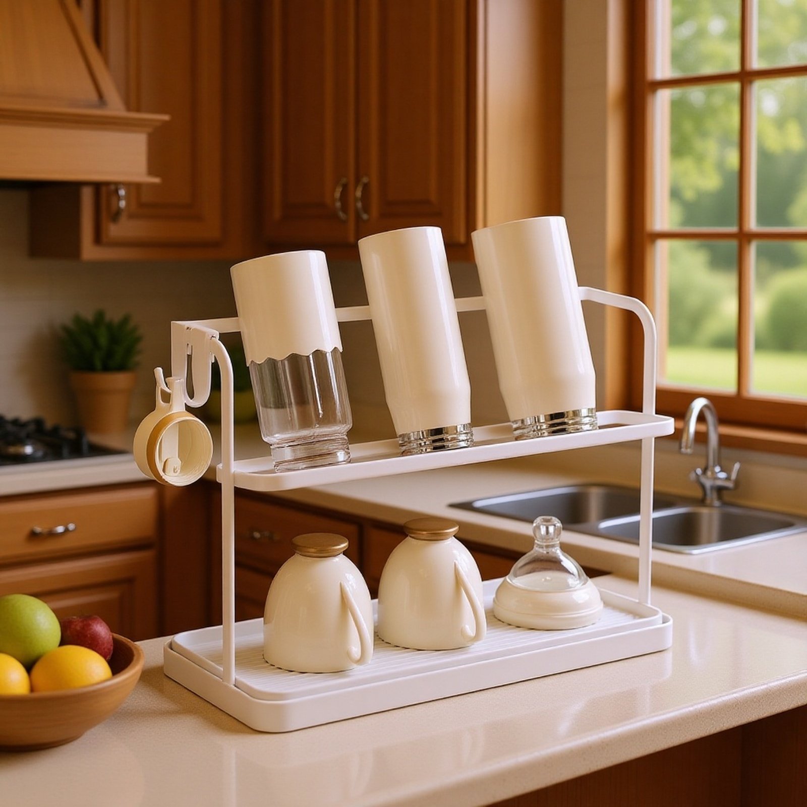 Elegant Two-Tier Cup Organizer Shelf