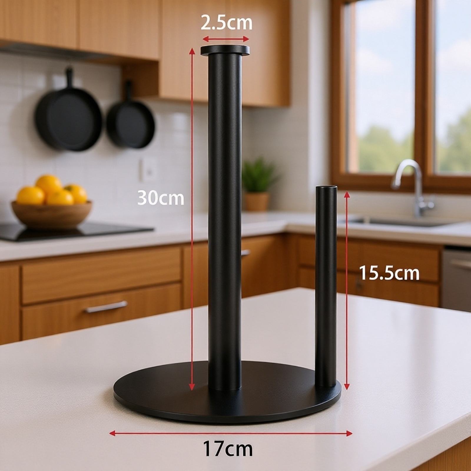 ステンレス製キッチンペーパーホルダー　立て型ロールペーパースタンド